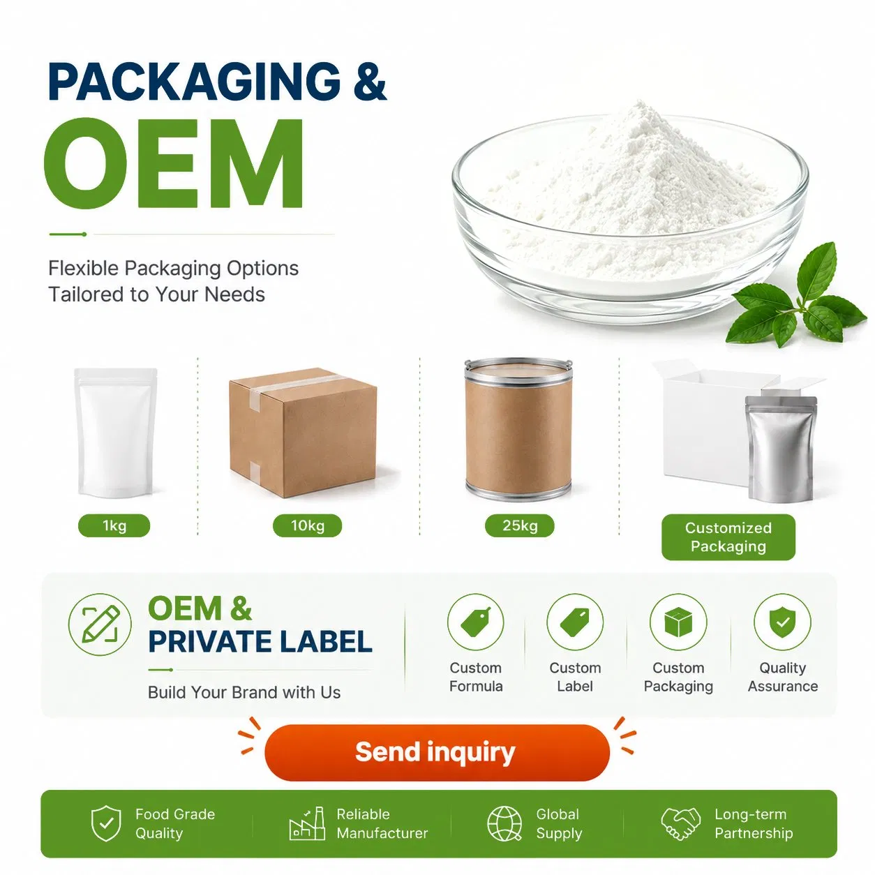 Wholesale Thaumatin High Purity Food Grade Sweetener Zero Calorie Certified Powder 1kg/25kg Bag CAS 53850-34-3