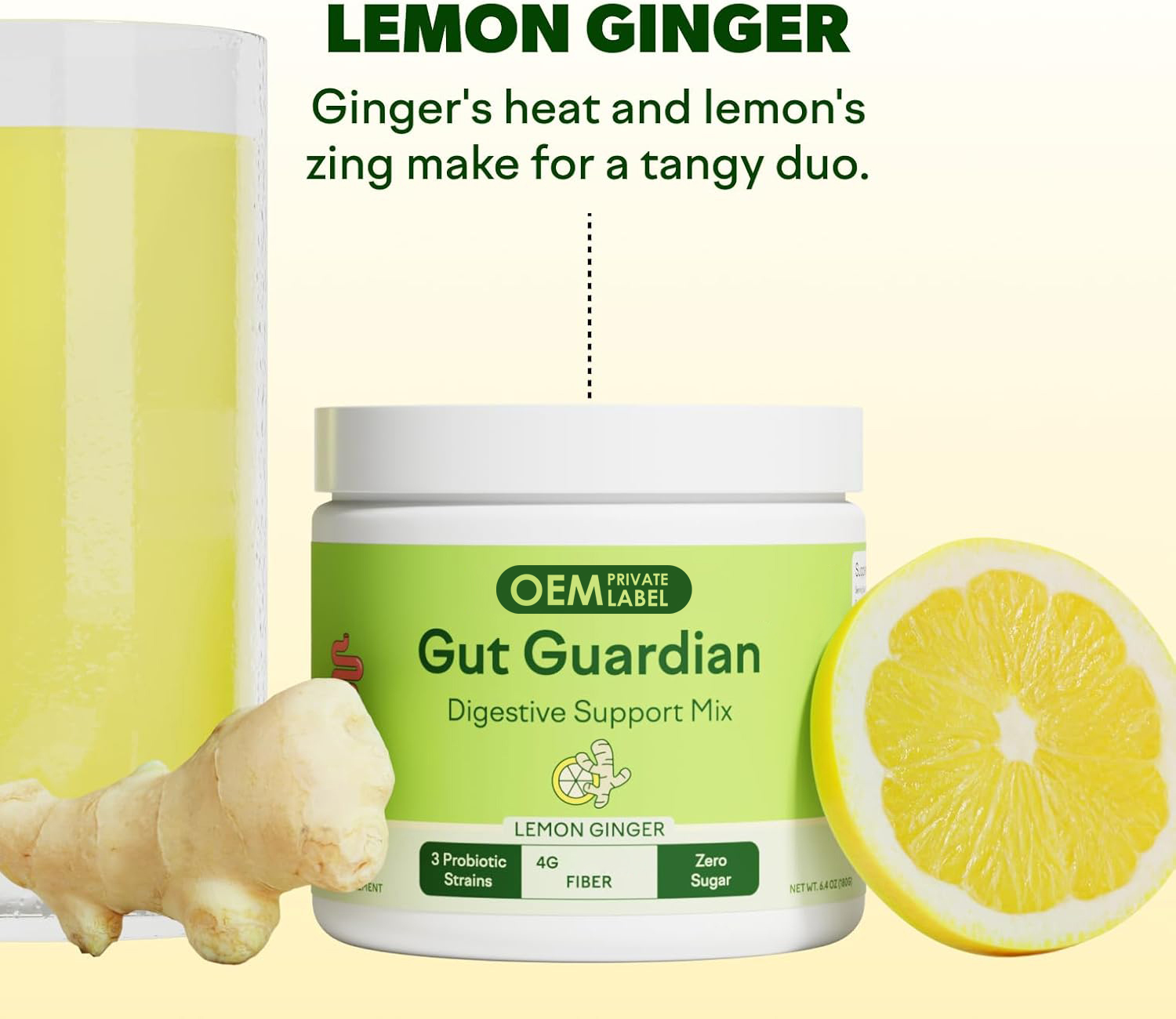 OEM Gut Health Powder Drink Mix Probiotic Fiber Powder With Prebiotics L Glutamine For Gut Health