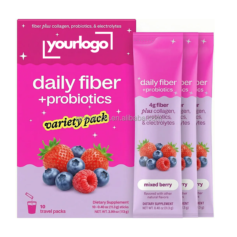 Daily Fiber Supplement Single-Serve Packets with Collagen, Probiotics, and Electrolytes