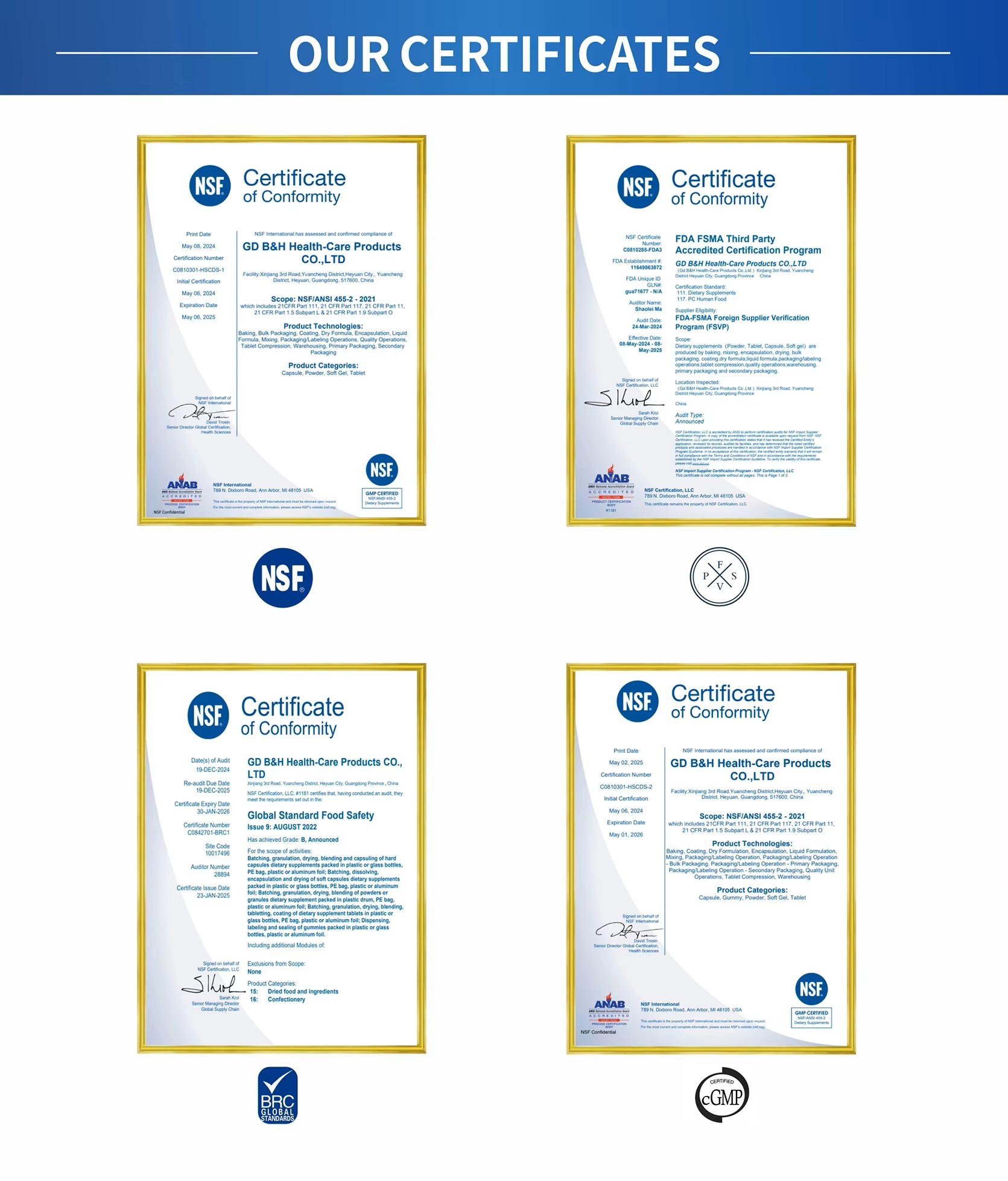 Certificates