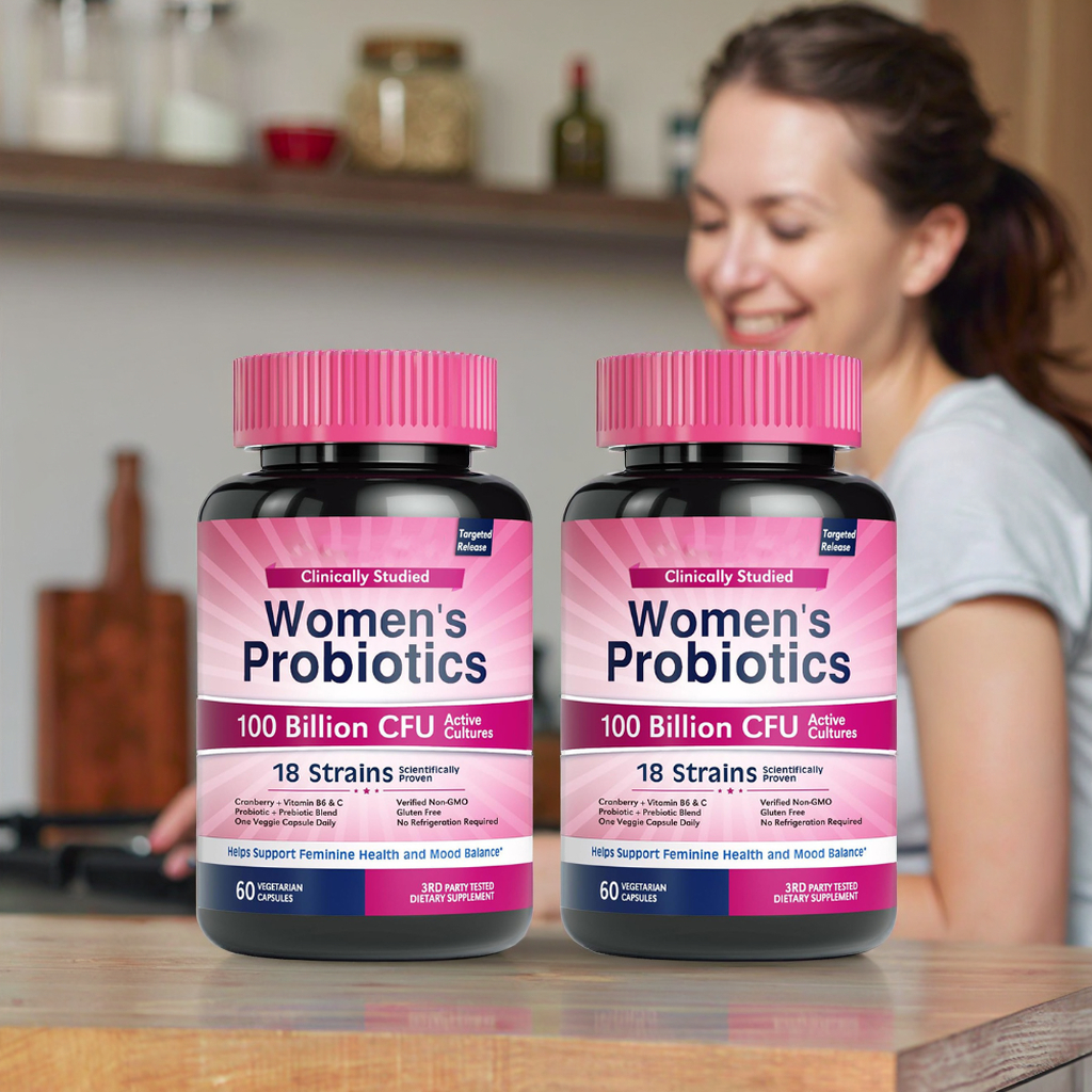 OEM Adult 18 Strains 100 Billion CFU Active Cultures Women's Probiotics Capsules 60 Count 2 Capsules Daily Supports Feminine