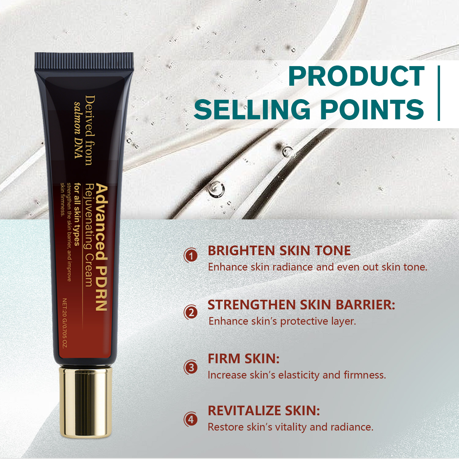 Wholesale Best Sale Korean Face Cream with PDRN Salmon DNA Niacinamide and Collagen Rejuvenating PDRN Cream for All Skin Style