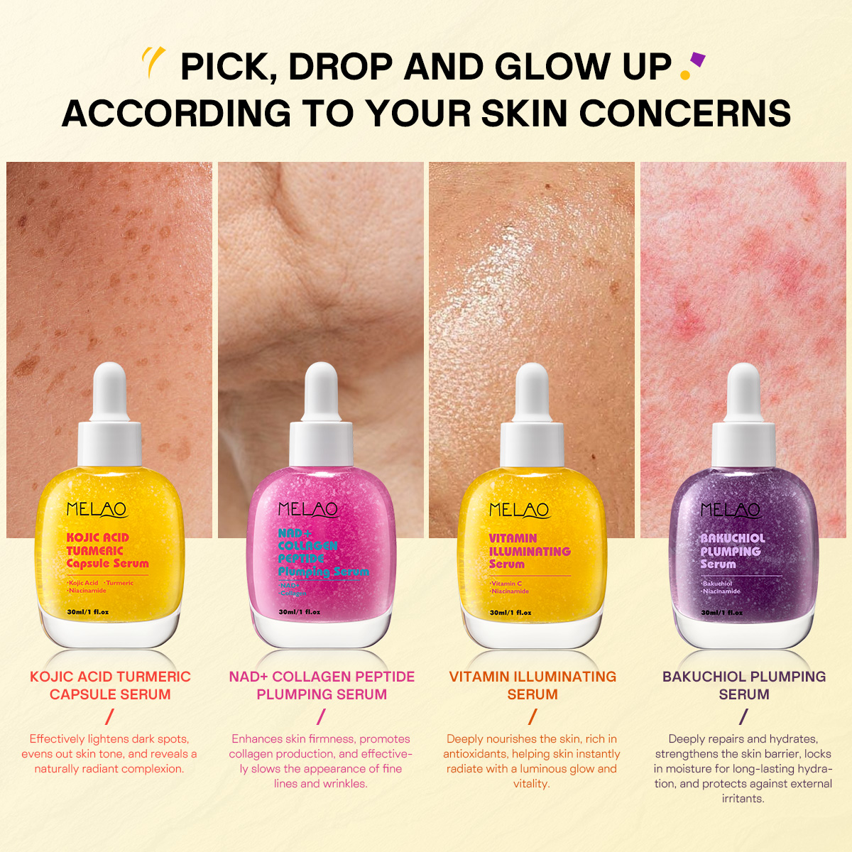 ODM Daily Radiance Essence Smooth Texture Glow Enhancing Moisture Lock Skin Renewal Antioxidant Repair Care 30ml Vitamin c Serum