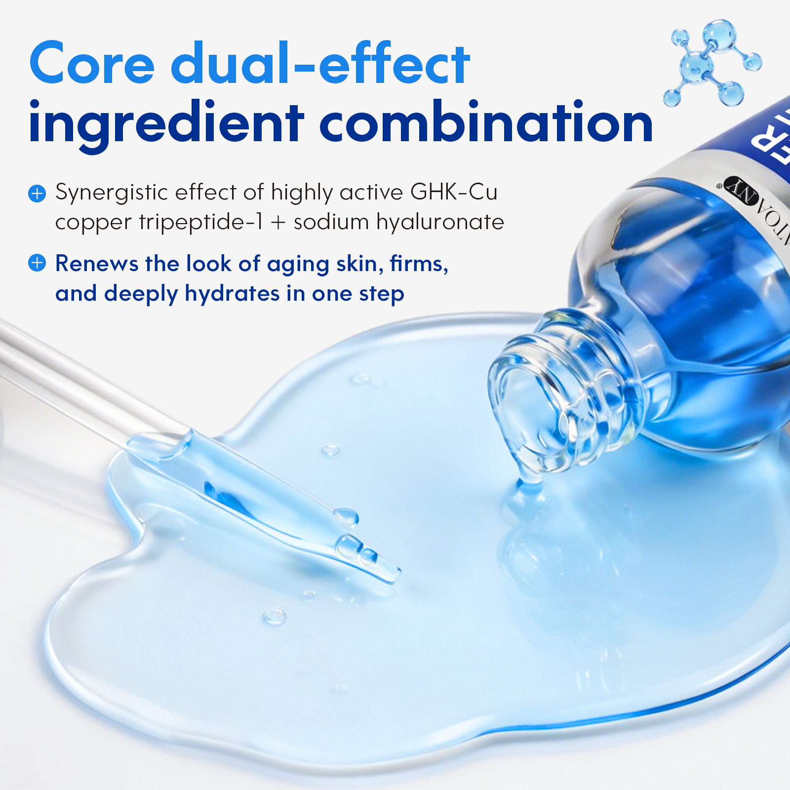 ATOANY High Potency Ghk-cu Collagen Facial Serum Skin Care Advanced Blue Copper Peptide Serum with GHK-Cu Hyaluronic Acid