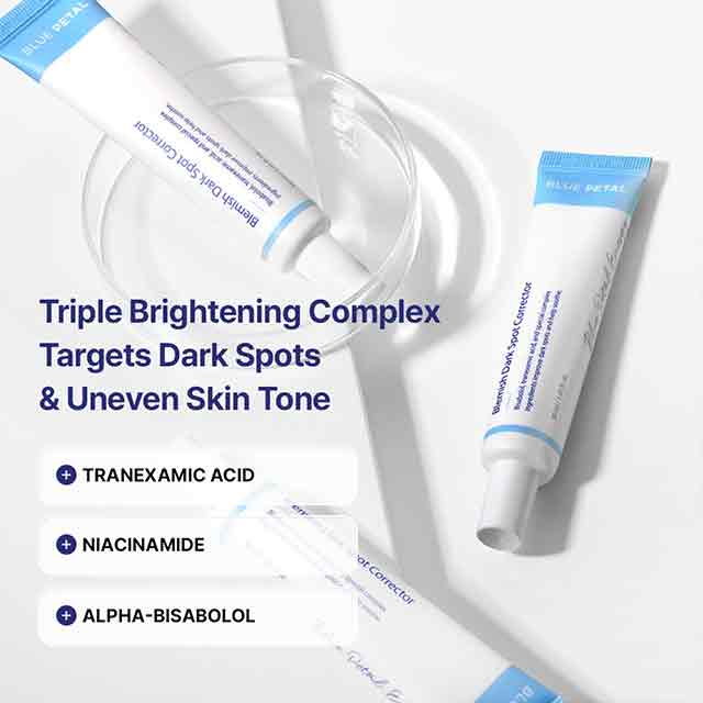 Blue Petal Dark Spot Corrector Brightening Serum Hyperpigmentation Tone Up Solution Melanin Care Uneven Skin Tone Radiance Boost
