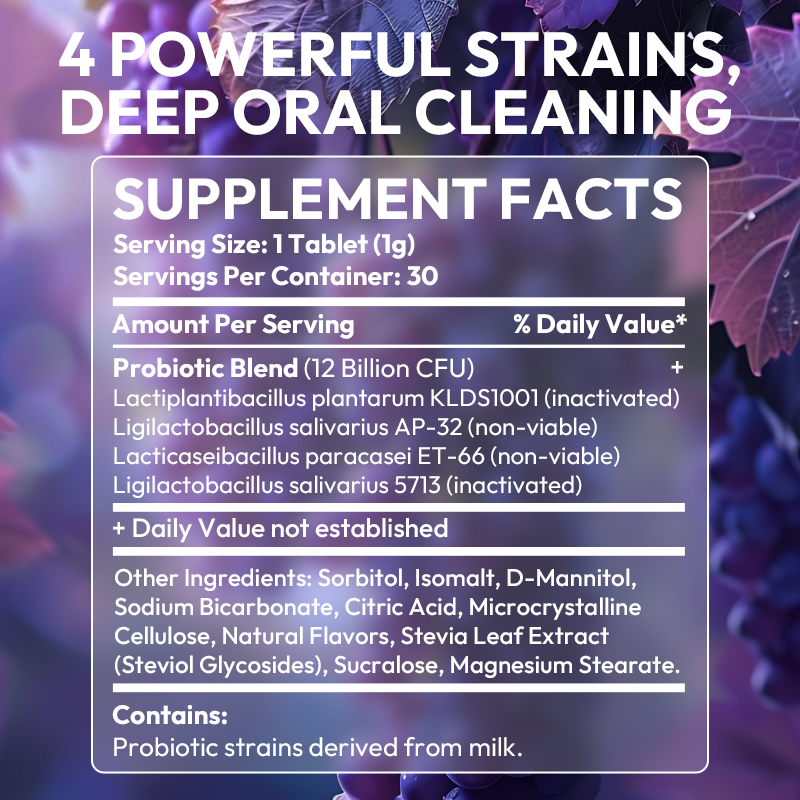 LIFEWORTH Oral Care Probiotics Micro-Effervescent Lozenges Tablets for Promotes Healthy Gums &amp; Teeth