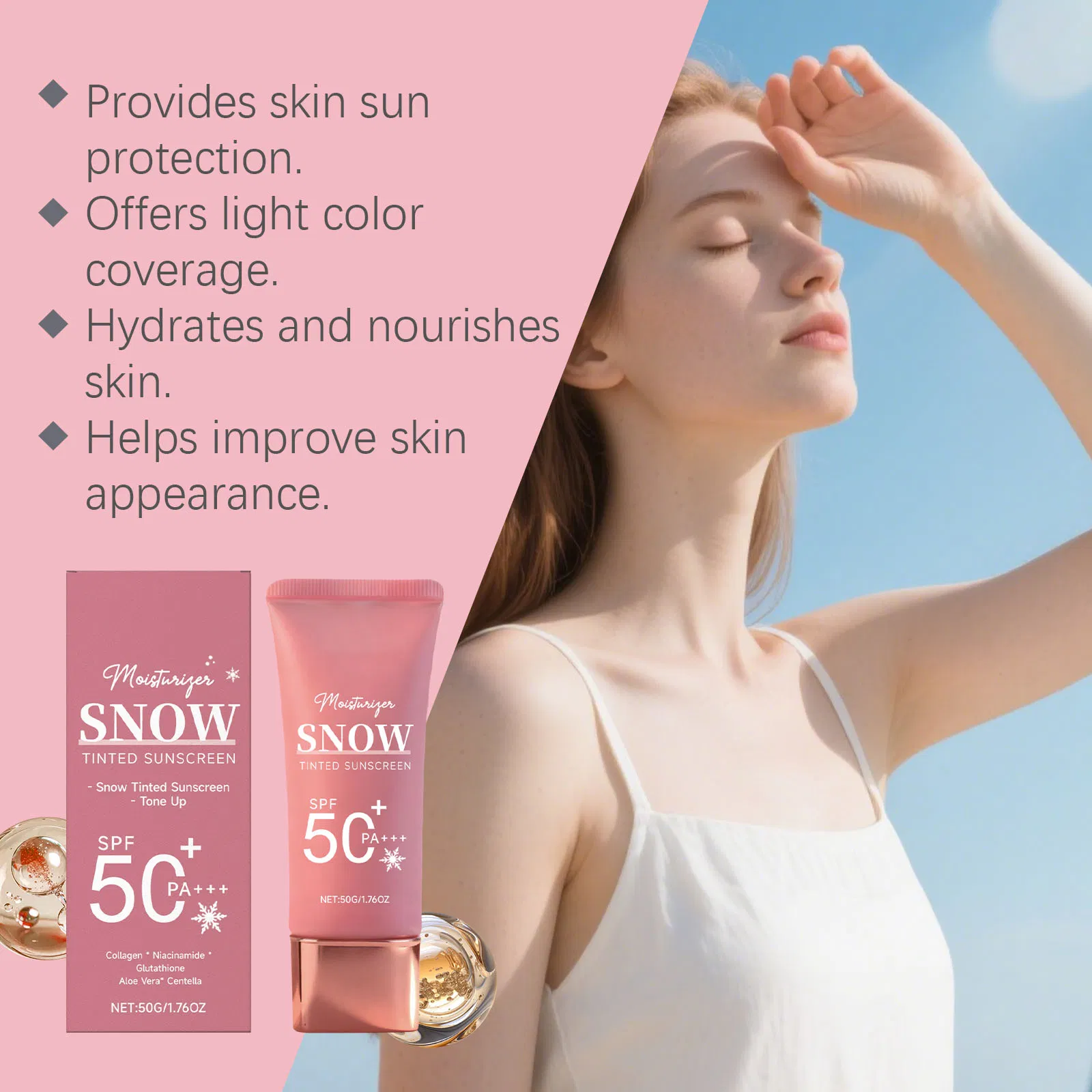 All-in-One Face Sunscreen Foundation with Broad Spectrum Protection Against UVA UVB Rays Tinted Sunscreen Mositurizer