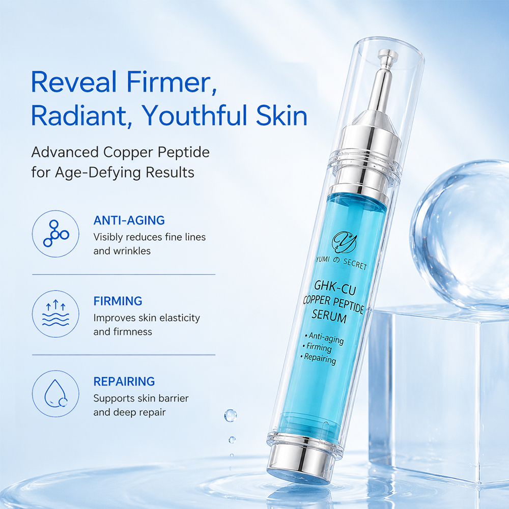 OEM Innovative Syringe Blue Copper Peptide Serum GHK-Cu Pressing Tube Skincare Professional Anti Wrinkle Needle-free Ampoule