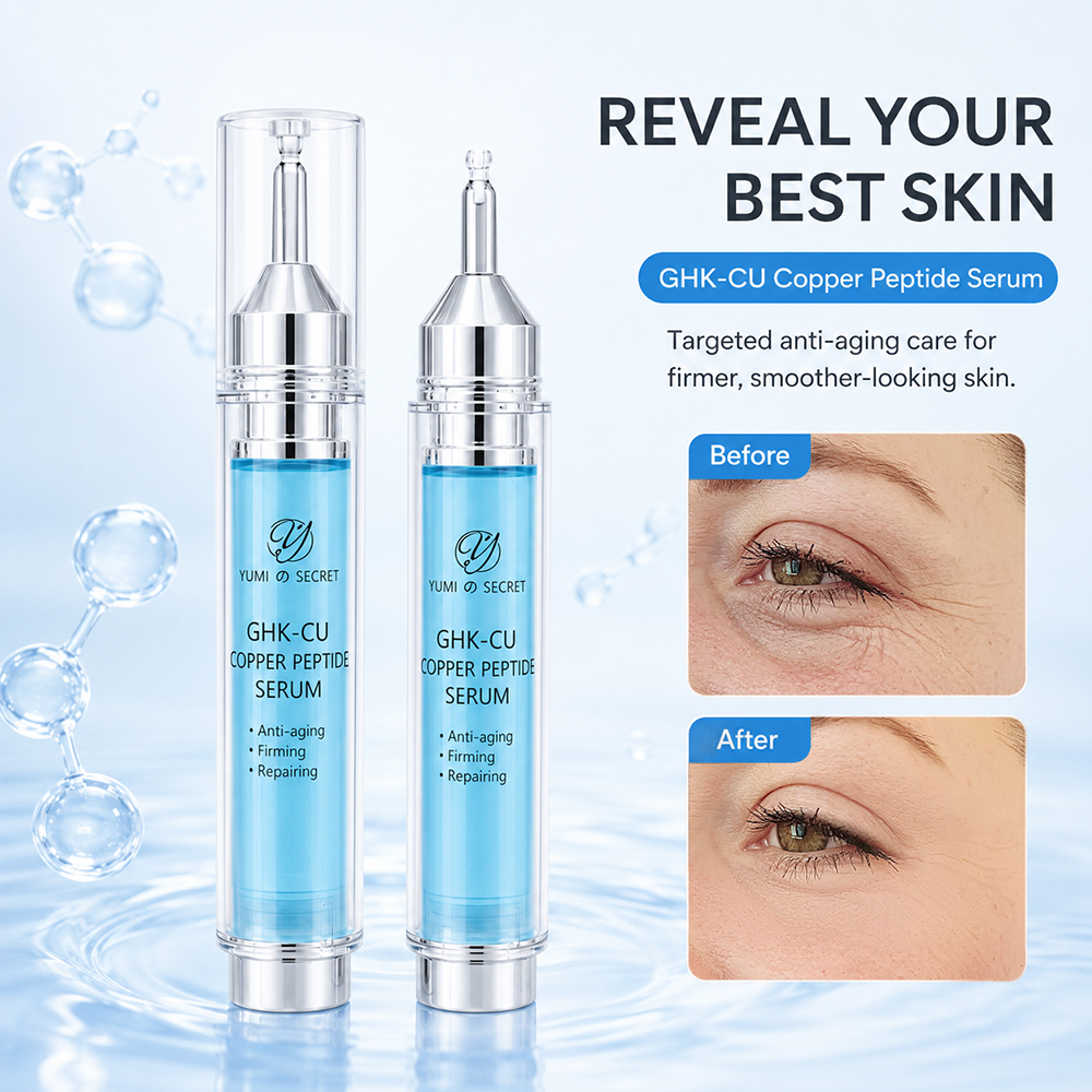 OEM Innovative Syringe Blue Copper Peptide Serum GHK-Cu Pressing Tube Skincare Professional Anti Wrinkle Needle-free Ampoule