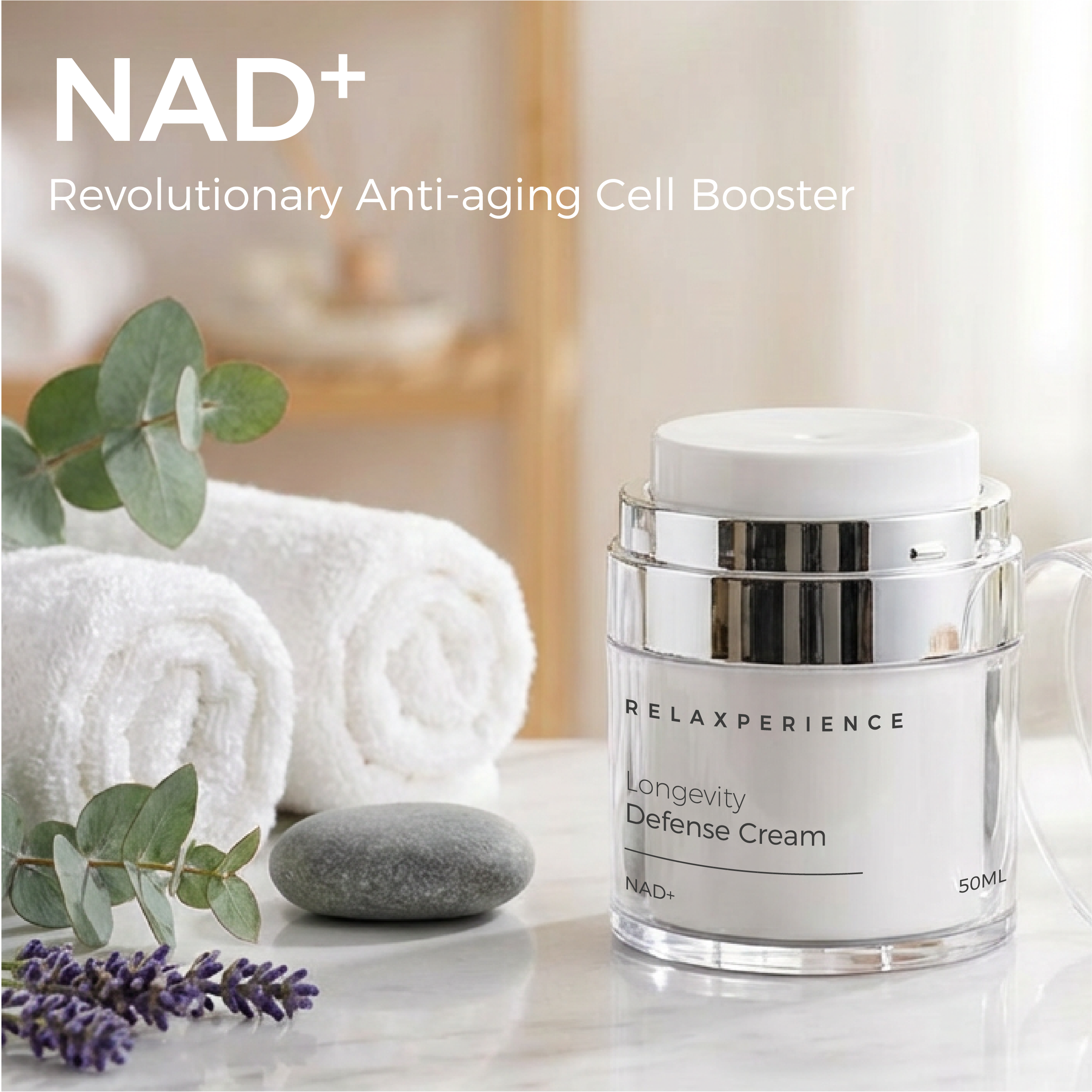 NAD+ RELAXPERIENCE Advanced Longevity Defense Skin Care-Total Skin Defense Cream 50ml-Anti-Wrinkle Firming for All Skin