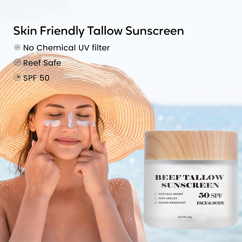 Beauty Skin Care Sunscreen SPF 50+ Non-Greasy Formula Organic Beef Tallow Sunscreen