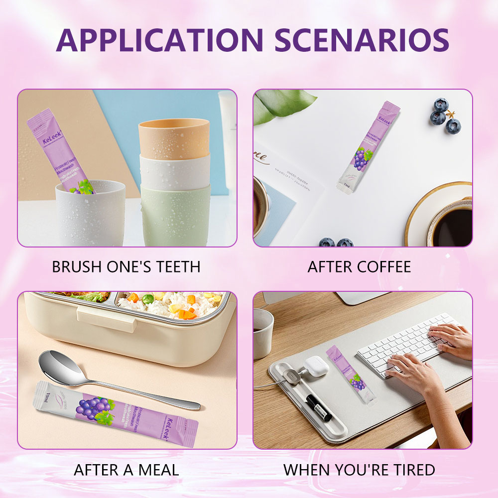 Keleek Vitality Grape Probiotic Mouthwash Alcohol Free Portable Antibacterial Cool Mint Oral Microbiome Balance Fresh Breath