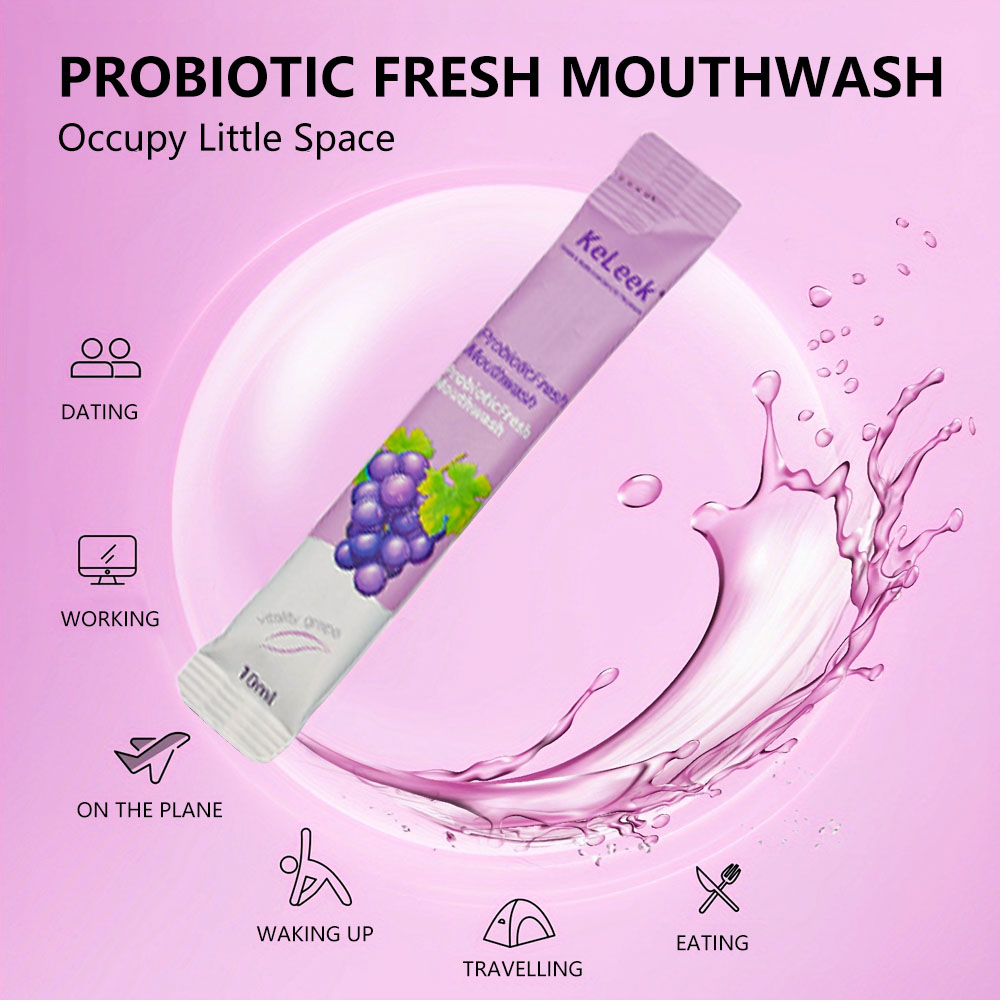 Keleek Vitality Grape Probiotic Mouthwash Alcohol Free Portable Antibacterial Cool Mint Oral Microbiome Balance Fresh Breath