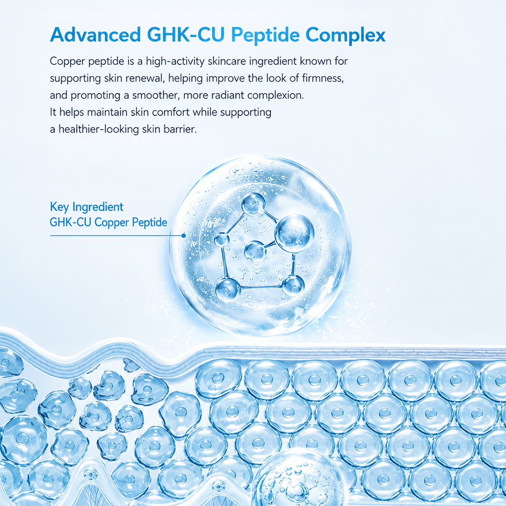 OEM Innovative Syringe Blue Copper Peptide Serum GHK-Cu Pressing Tube Skincare Professional Anti Wrinkle Needle-free Ampoule