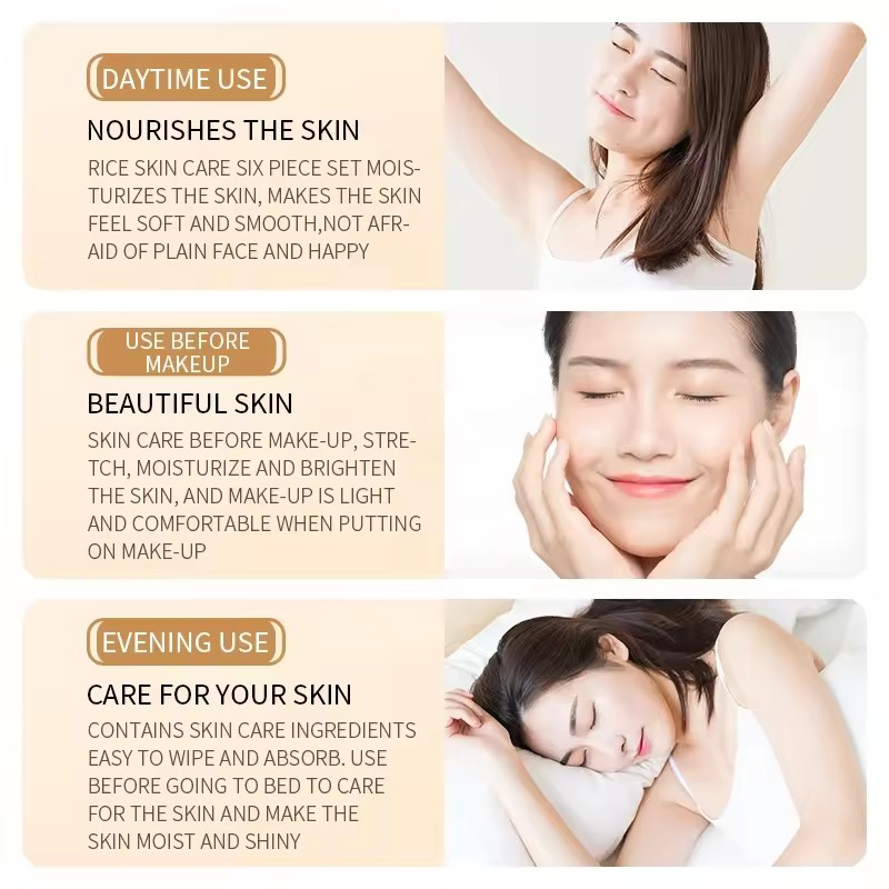 Natural Beauty Products Rice Water Milk Vegan Skin Care Kit Hydrating Moisturizing Rice Skin Care Set