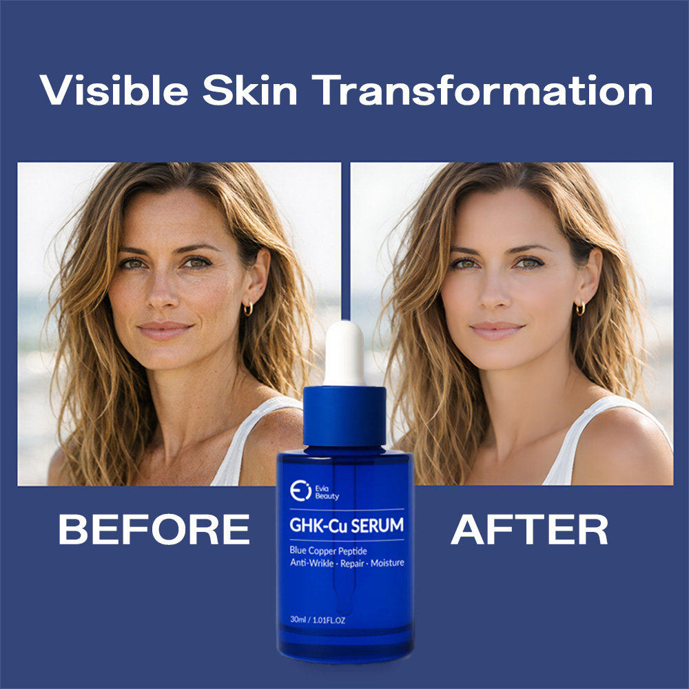 High Concentration Copper Peptide GHK-Cu Anti-Aging Serum For Face Fine Lines Reduction Skin Regeneration For Evia Beauty