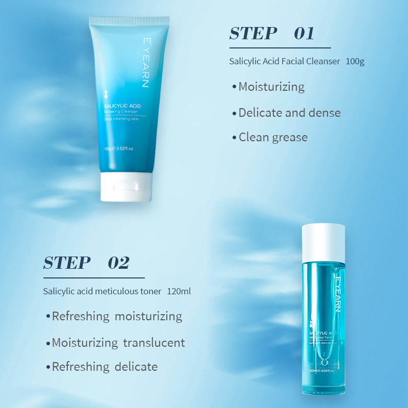 Private Label Salicylic Acid Collagen Skin Care Kit Moisturizing Korean Cosmetic Essence, Water, Cream, Essence Skin Care Set
