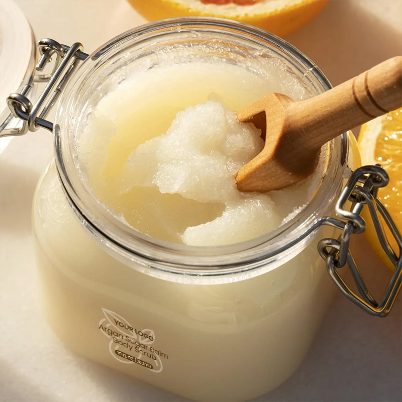 OEM ODM Moroccan Nut Sugar Fragrance Body Scrub Cruelty Free Exfoliating Sea Salt Smoothing Brightening