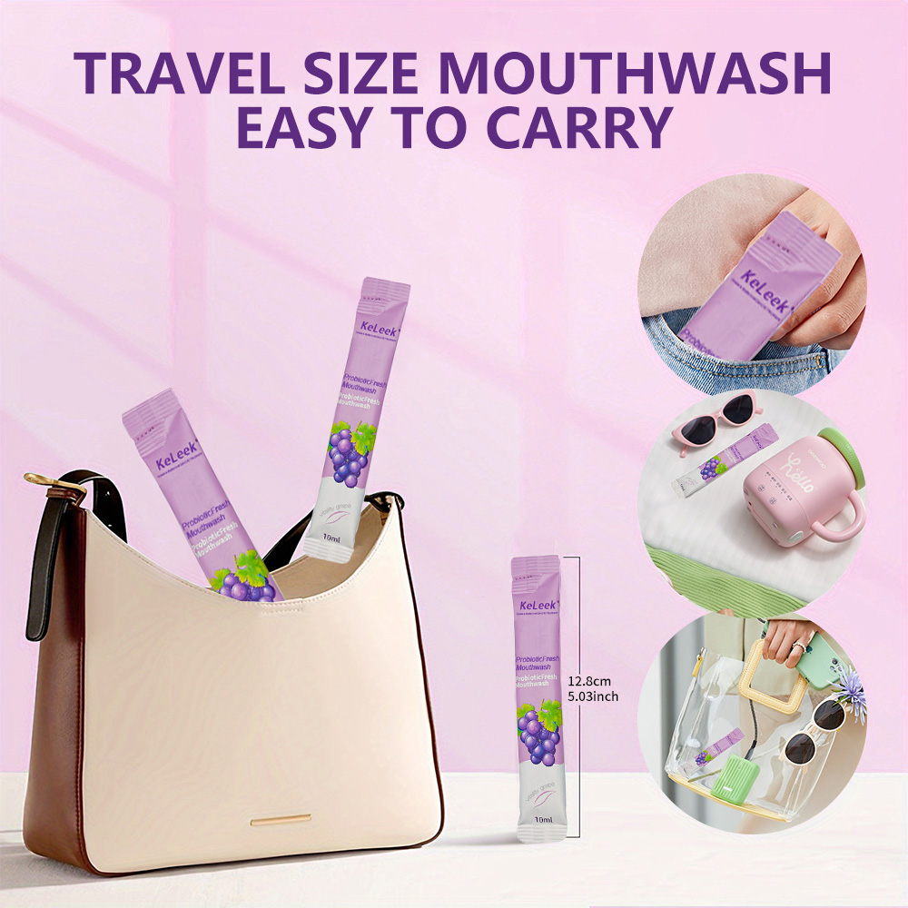 Keleek Vitality Grape Probiotic Mouthwash Alcohol Free Portable Antibacterial Cool Mint Oral Microbiome Balance Fresh Breath