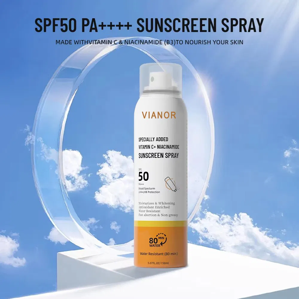 Direct Sale Private Label SPF 50 Oil-Free and Zinc-Oxide Tinted Sunburn Sunscreen Spray Whitening Sunblock Body