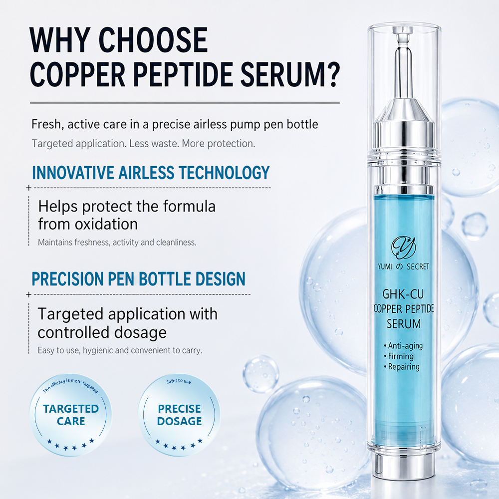 OEM Innovative Syringe Blue Copper Peptide Serum GHK-Cu Pressing Tube Skincare Professional Anti Wrinkle Needle-free Ampoule