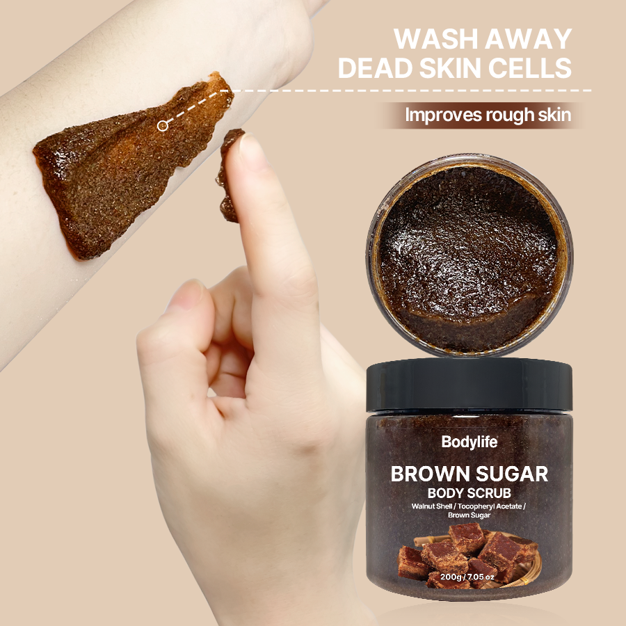Organic Brown Sugar Body Scrub Natural Whitening Smooth Skin Spa Treatment Exfoliating Moisturizing Deep Cleansing Scrub