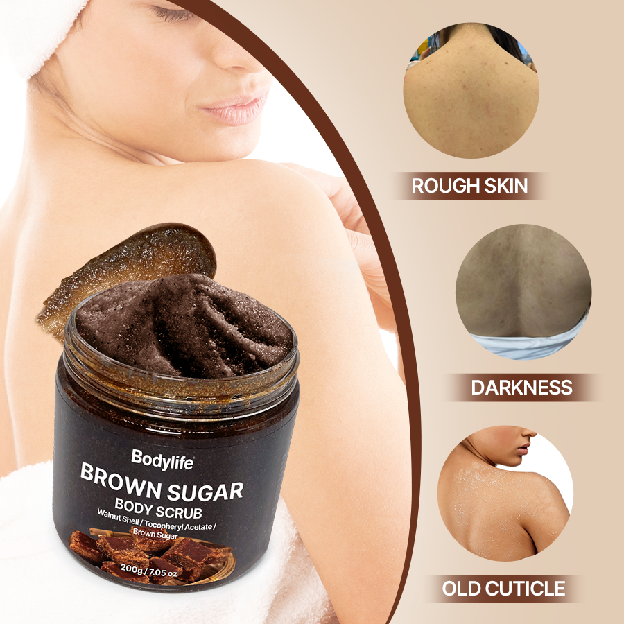 Organic Brown Sugar Body Scrub Natural Whitening Smooth Skin Spa Treatment Exfoliating Moisturizing Deep Cleansing Scrub