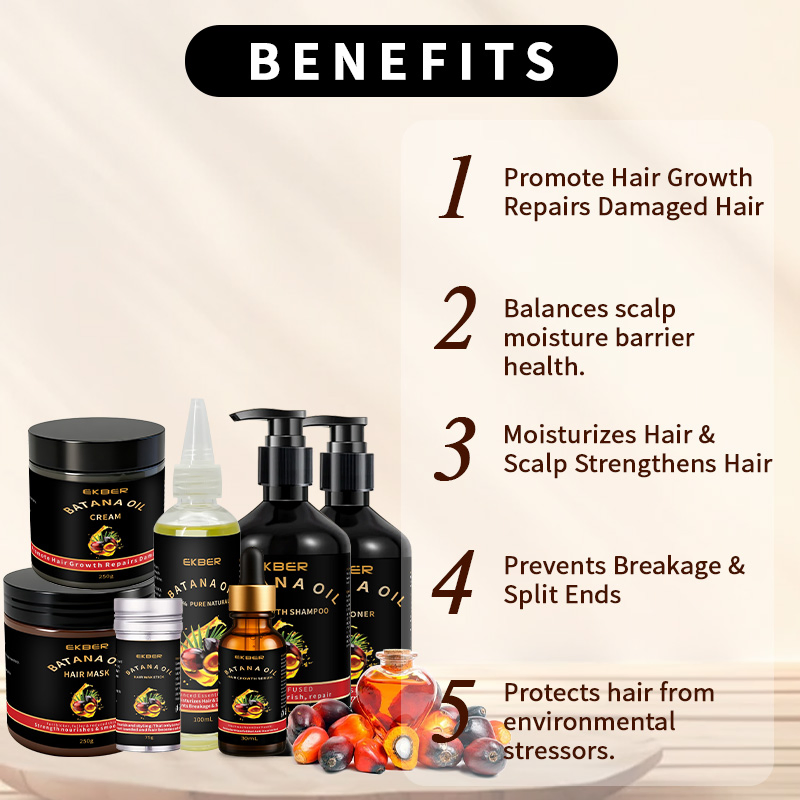 Custom Organic Batana Oil Hair Mask Shampoo Conditioner Promote Hair Growth Moisturizing Repair Damaged Batana Oil Hair Care Set