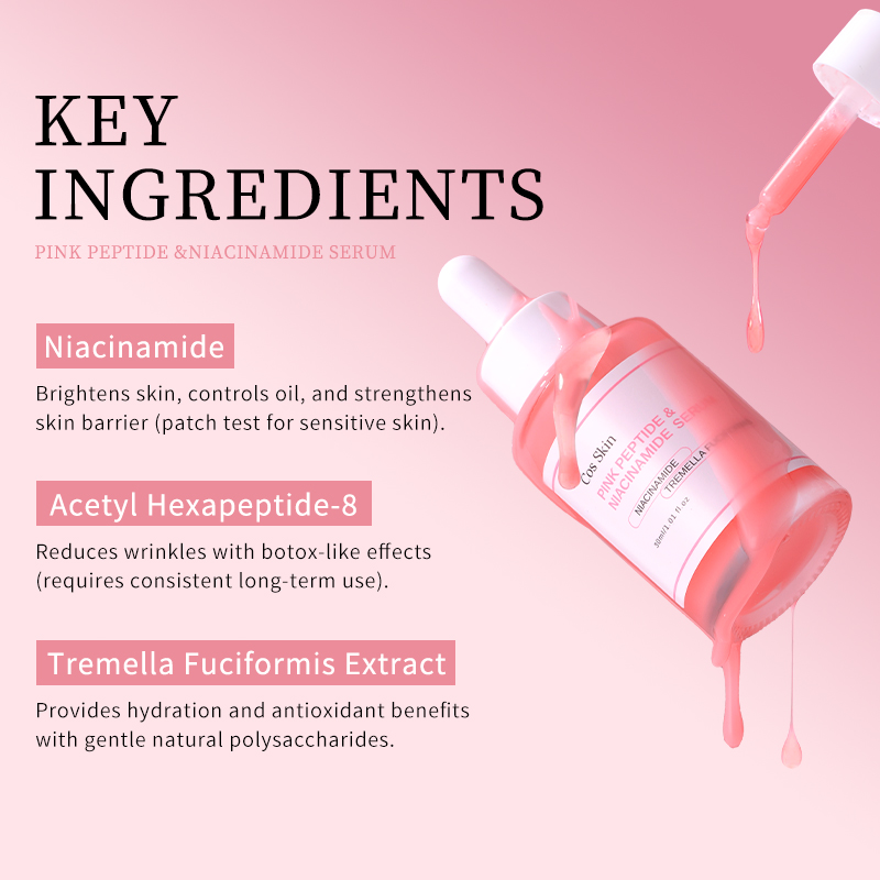 Advanced Niacinamide Face Serum Tremella Fuciformis Anti-Aging Smoothing Firming Peptide Face Serum for US Markets Bulk
