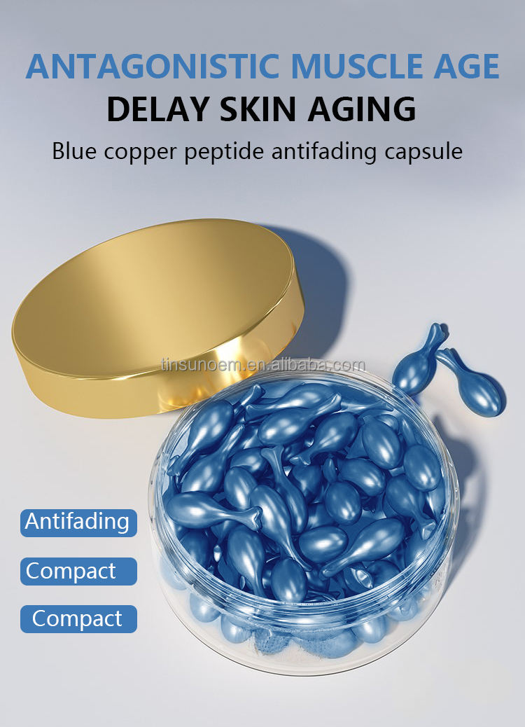 Blue Copper Peptide Facial Serum Capsule Anti Wrinkle Anti Aging Firming Skin Repair GHK-CU Blue Copper Peptide Capsule Serum