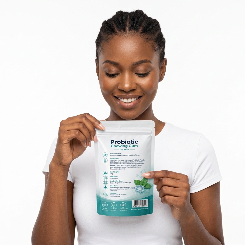 Private Label Probiotic Chewing Gum Sugar Free Ice Mint - Oral And Gut Health Supplement Functional Gum For OEM ODM