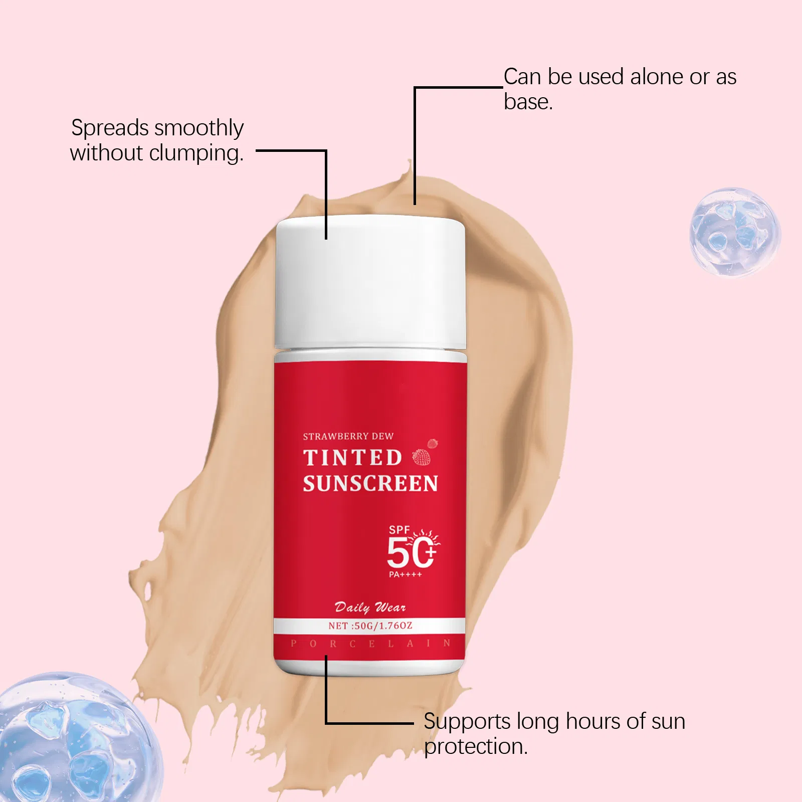 Private Label Sunscreen Cream Fast-Absorbing UV Protection Deeply Moisturizing SPF 50 Tinted Sunscreen