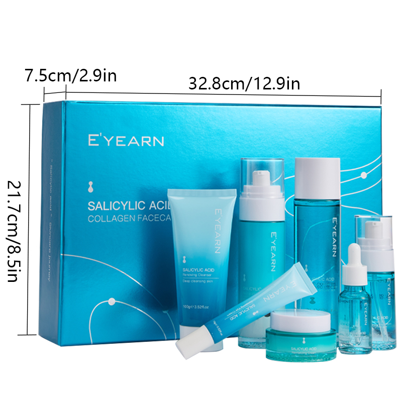 Private Label Salicylic Acid Collagen Skin Care Kit Moisturizing Korean Cosmetic Essence, Water, Cream, Essence Skin Care Set