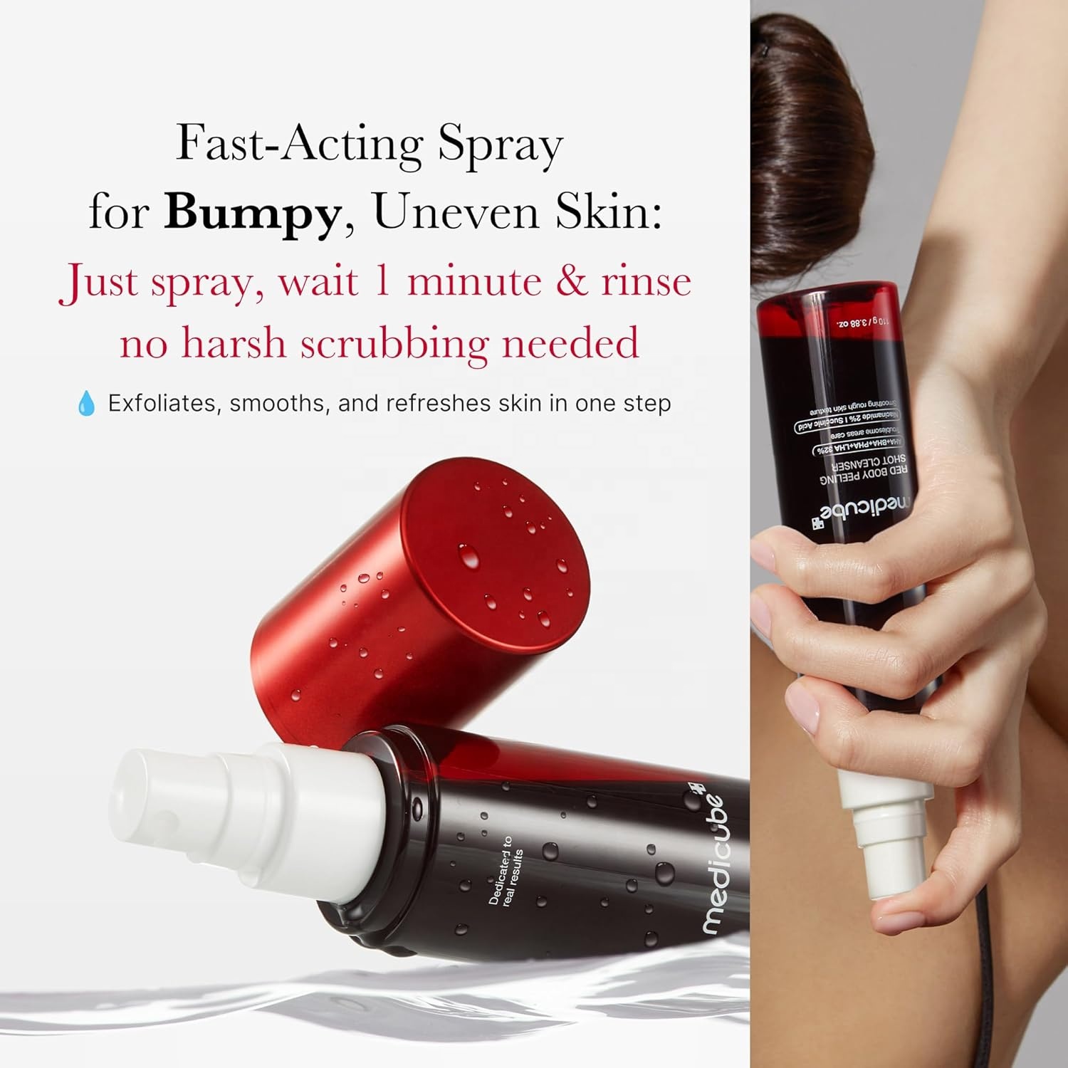 Medicube Red Body Peeling Shot 110g Korean Skin Care Body Care Products AHA + BHA Exfoliating Body Spray Pore Care