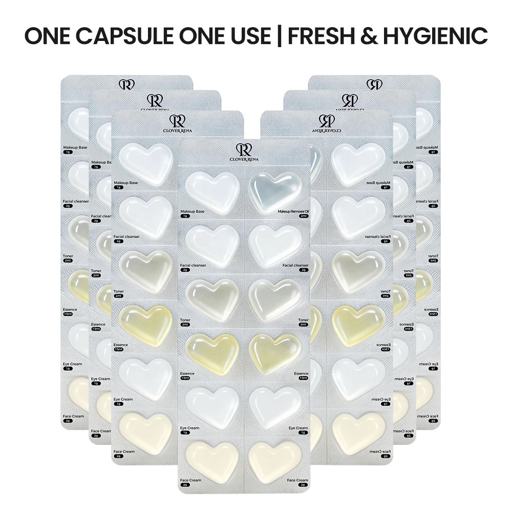 Korean Day Night Skincare Capsule Set 7 Sheets Heart-Shaped Anti-Aging Whitening Face Cream Serum Kit OEM ODM Custom Logo
