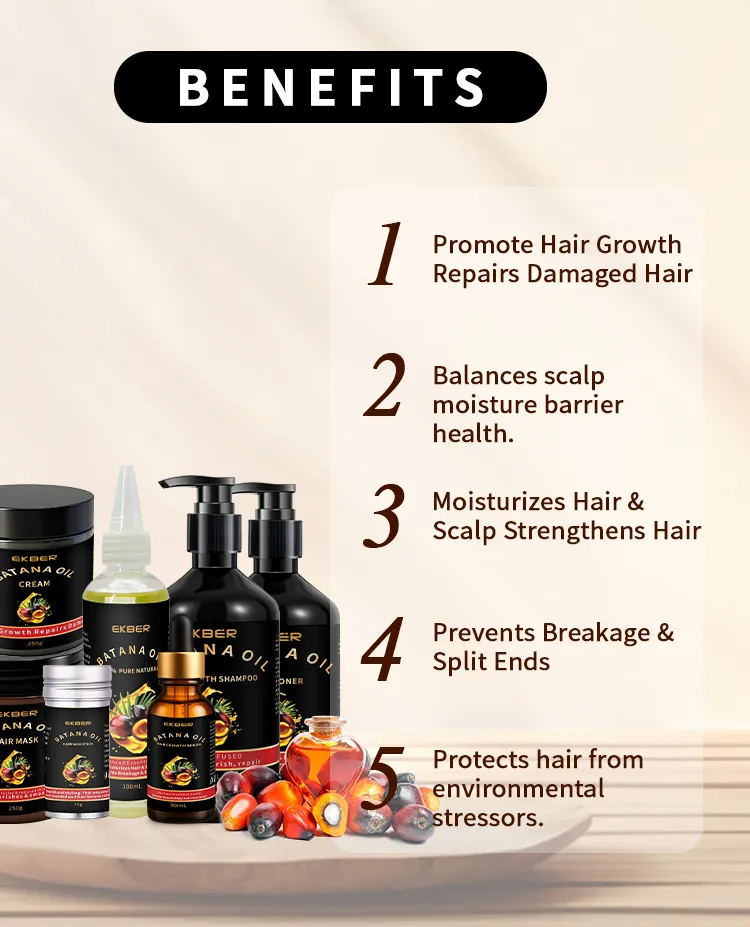 Custom Organic Batana Oil Hair Mask Shampoo Conditioner Promote Hair Growth Moisturizing Repair Damaged Batana Oil Hair Care Set