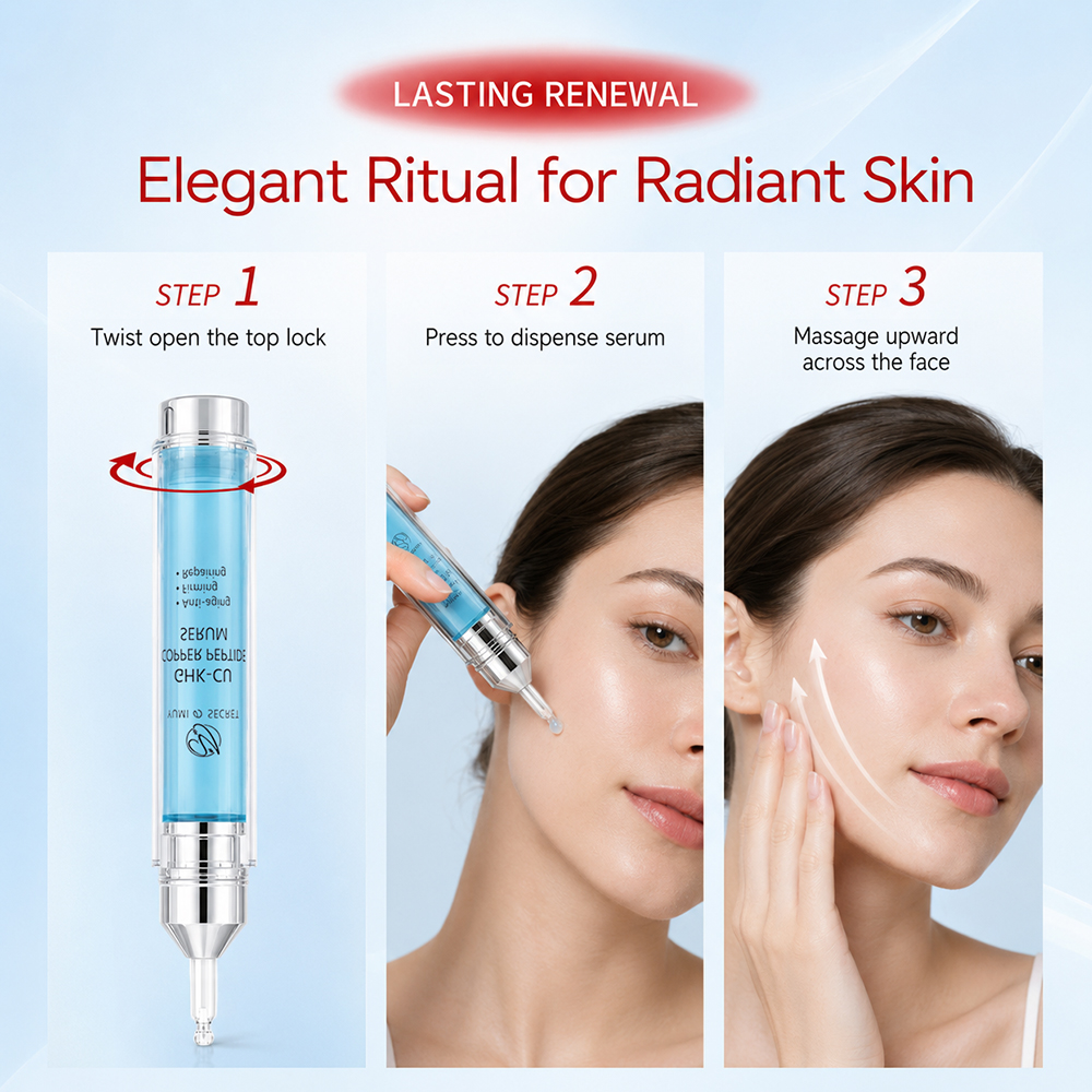 OEM Innovative Syringe Blue Copper Peptide Serum GHK-Cu Pressing Tube Skincare Professional Anti Wrinkle Needle-free Ampoule