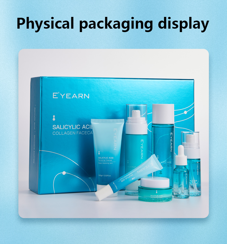 Private Label Salicylic Acid Collagen Skin Care Kit Moisturizing Korean Cosmetic Essence, Water, Cream, Essence Skin Care Set