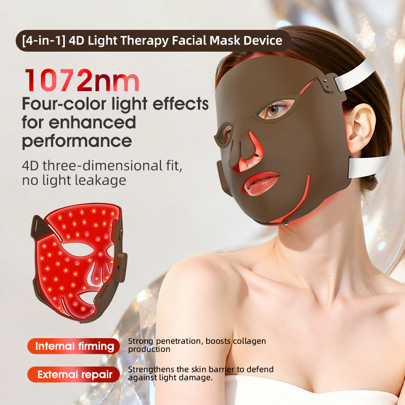 2026 LED Light Therapy Facial Mask 5-Color Photon Therapy Adjustable Timer Silicone Material 1072nm Hand-Held Design Face Acne Treatment with 510K