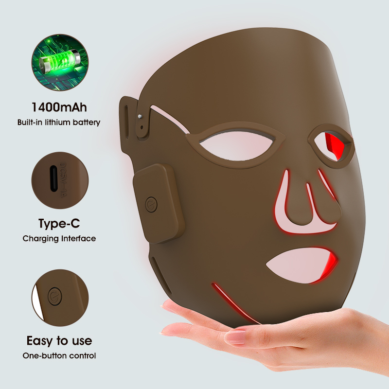 2026 LED Light Therapy Facial Mask 5-Color Photon Therapy Adjustable Timer Silicone Material 1072nm Hand-Held Design Face Acne Treatment with 510K