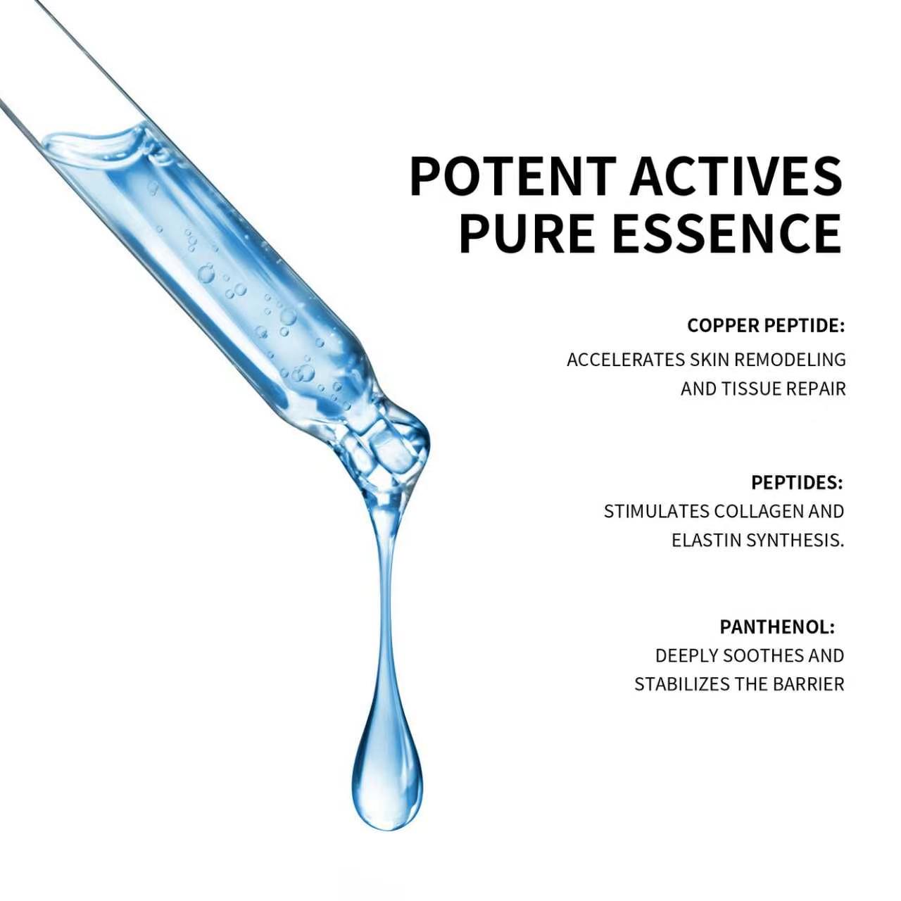 30ml Blue Copper Peptide GHK-Cu Serum Precision Recovery Matrix Advanced Peptides Formula for Collagen Synthesis Repair OEM
