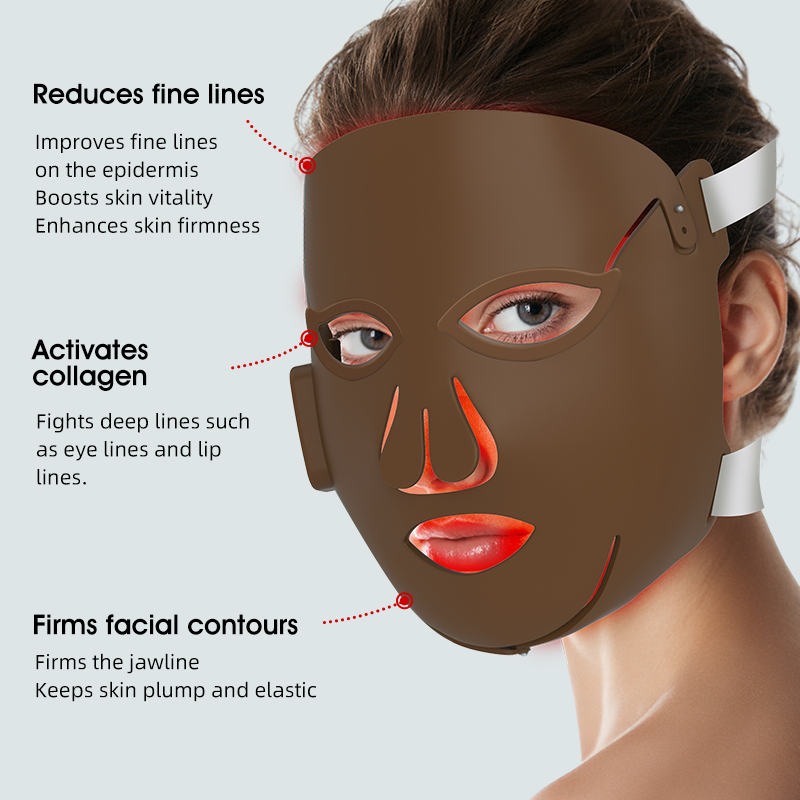 2026 LED Light Therapy Facial Mask 5-Color Photon Therapy Adjustable Timer Silicone Material 1072nm Hand-Held Design Face Acne Treatment with 510K
