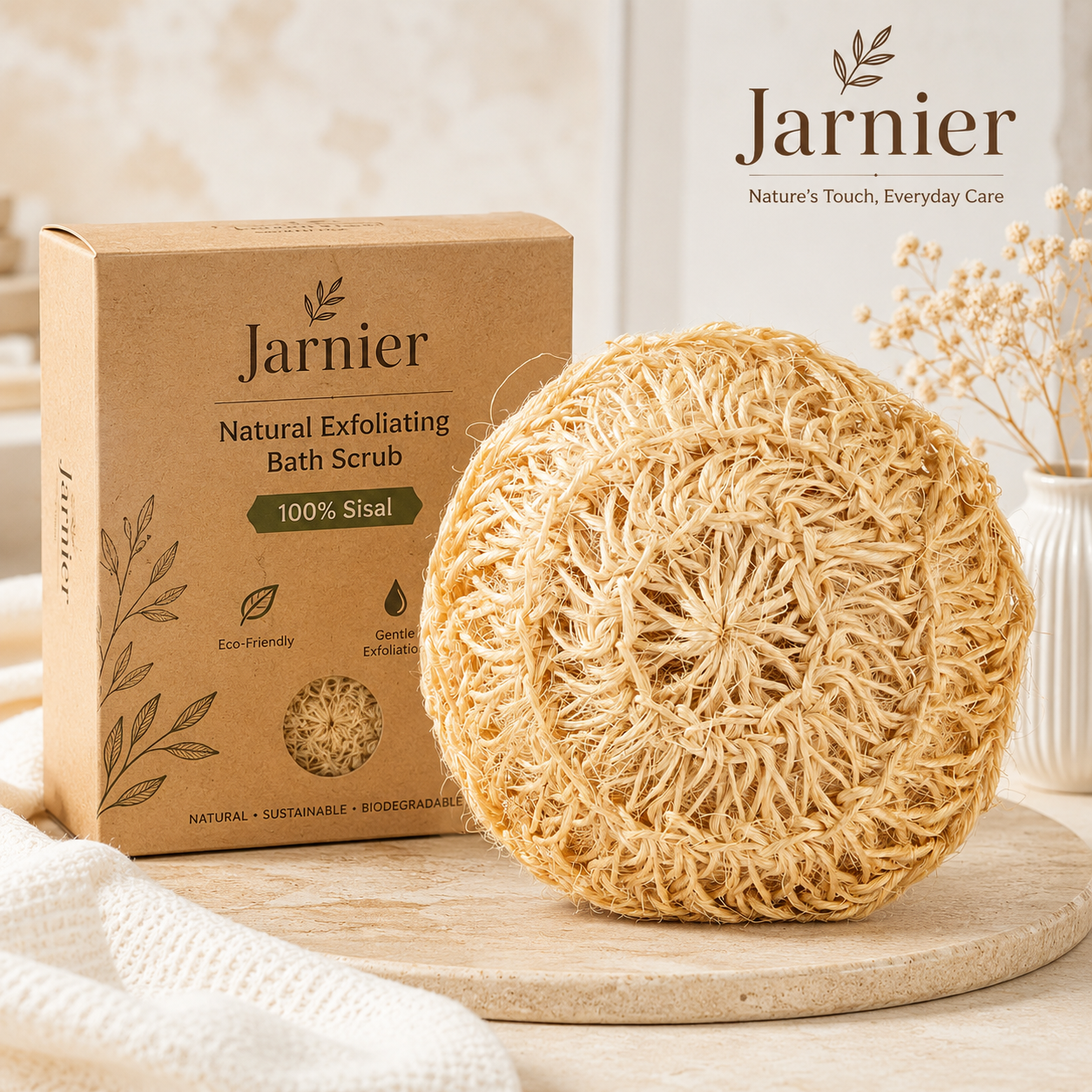Jarnier Popular 100% Sisal Fiber Natural Body Exfoliator Shower Bath Scrubber Ball Plant Based Round Exfoliating Bath Sponge