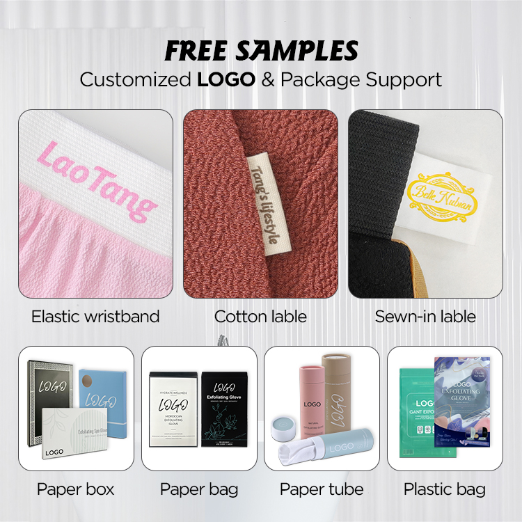Custom Logo And Package Viscose Moroccan Hammam Bath Gloves Scrub Turkish Exfoliating Body Mitt Massage Skin For Sauma