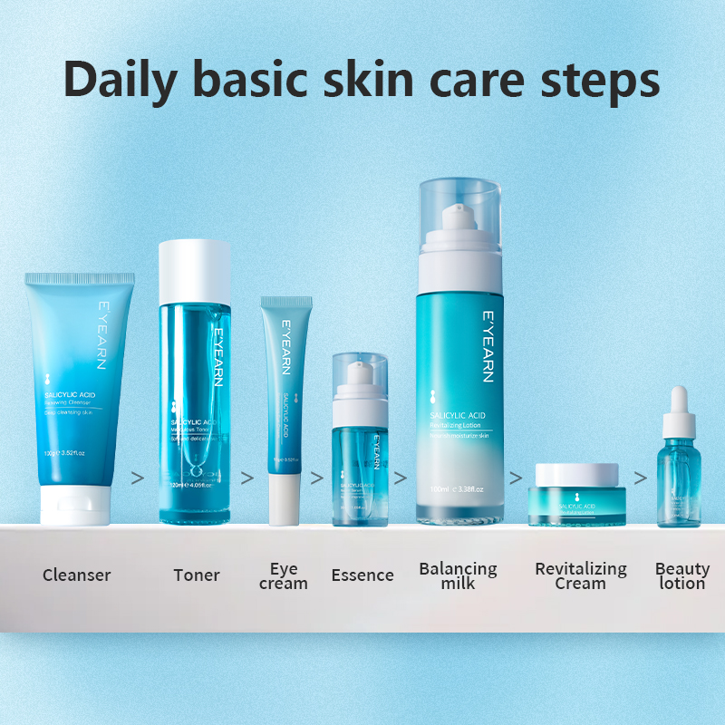 Private Label Salicylic Acid Collagen Skin Care Kit Moisturizing Korean Cosmetic Essence, Water, Cream, Essence Skin Care Set