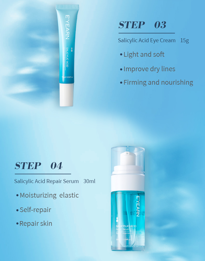 Private Label Salicylic Acid Collagen Skin Care Kit Moisturizing Korean Cosmetic Essence, Water, Cream, Essence Skin Care Set