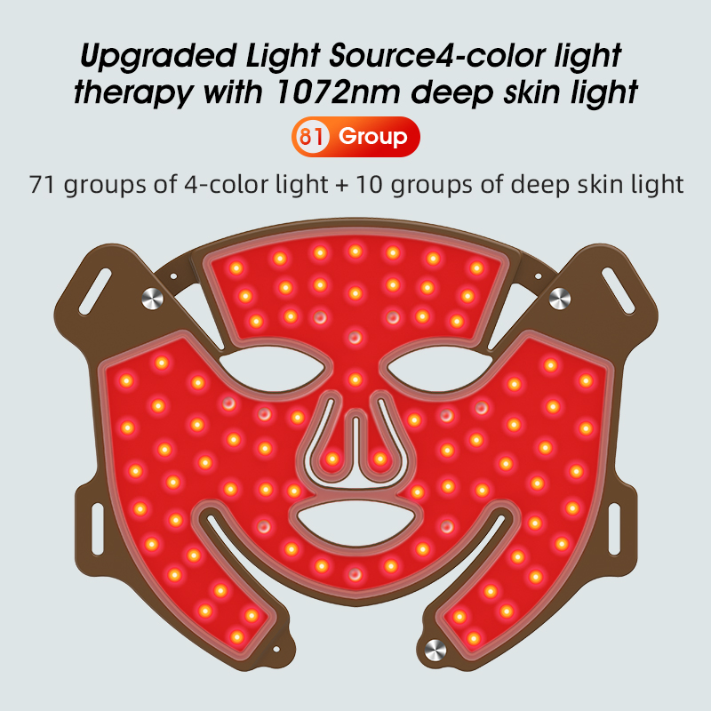 2026 LED Light Therapy Facial Mask 5-Color Photon Therapy Adjustable Timer Silicone Material 1072nm Hand-Held Design Face Acne Treatment with 510K