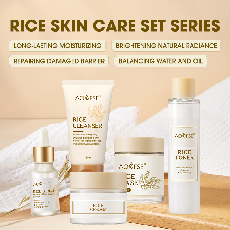 Natural Beauty Products Rice Water Milk Vegan Skin Care Kit Hydrating Moisturizing Rice Skin Care Set