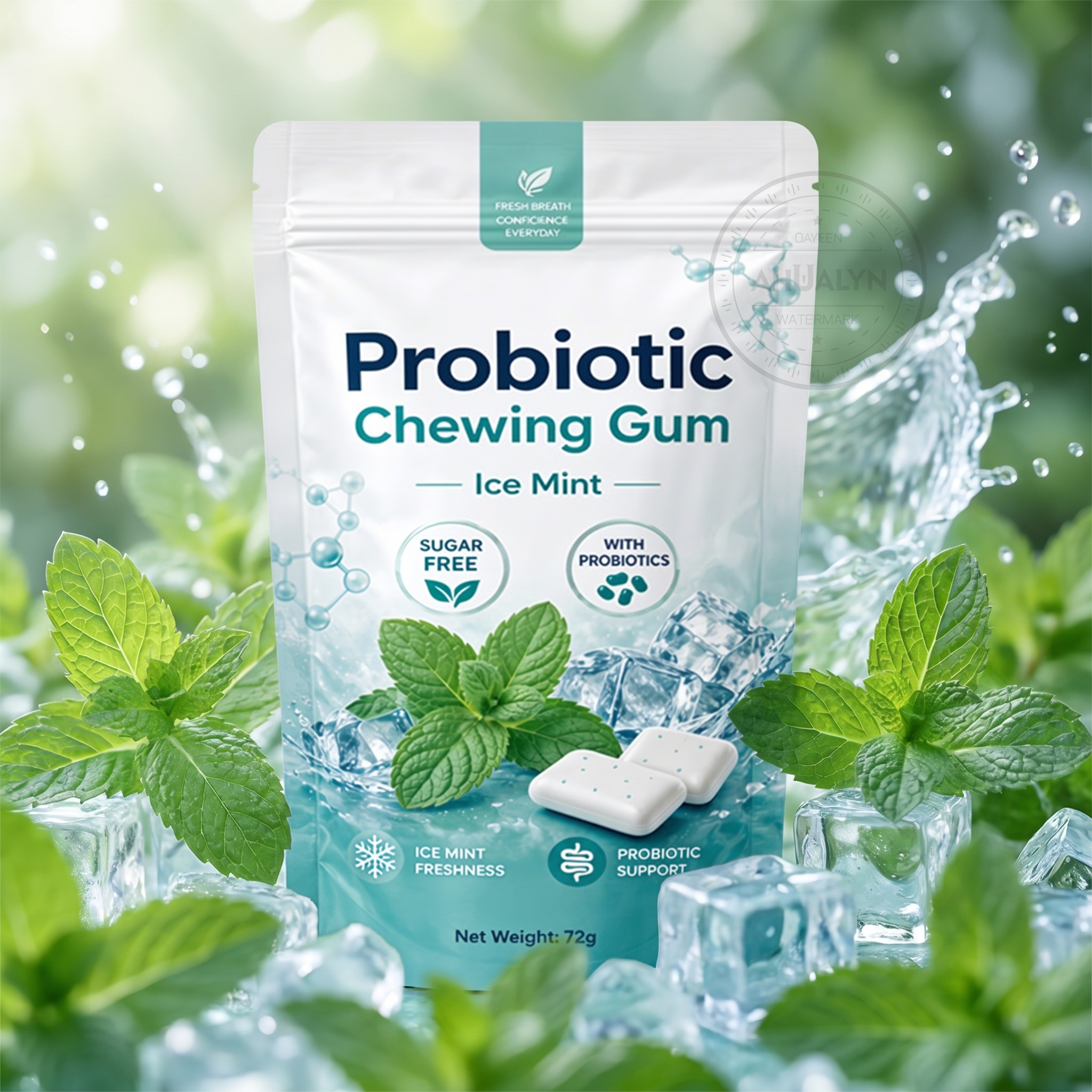 Private Label Probiotic Chewing Gum Sugar Free Ice Mint - Oral And Gut Health Supplement Functional Gum For OEM ODM