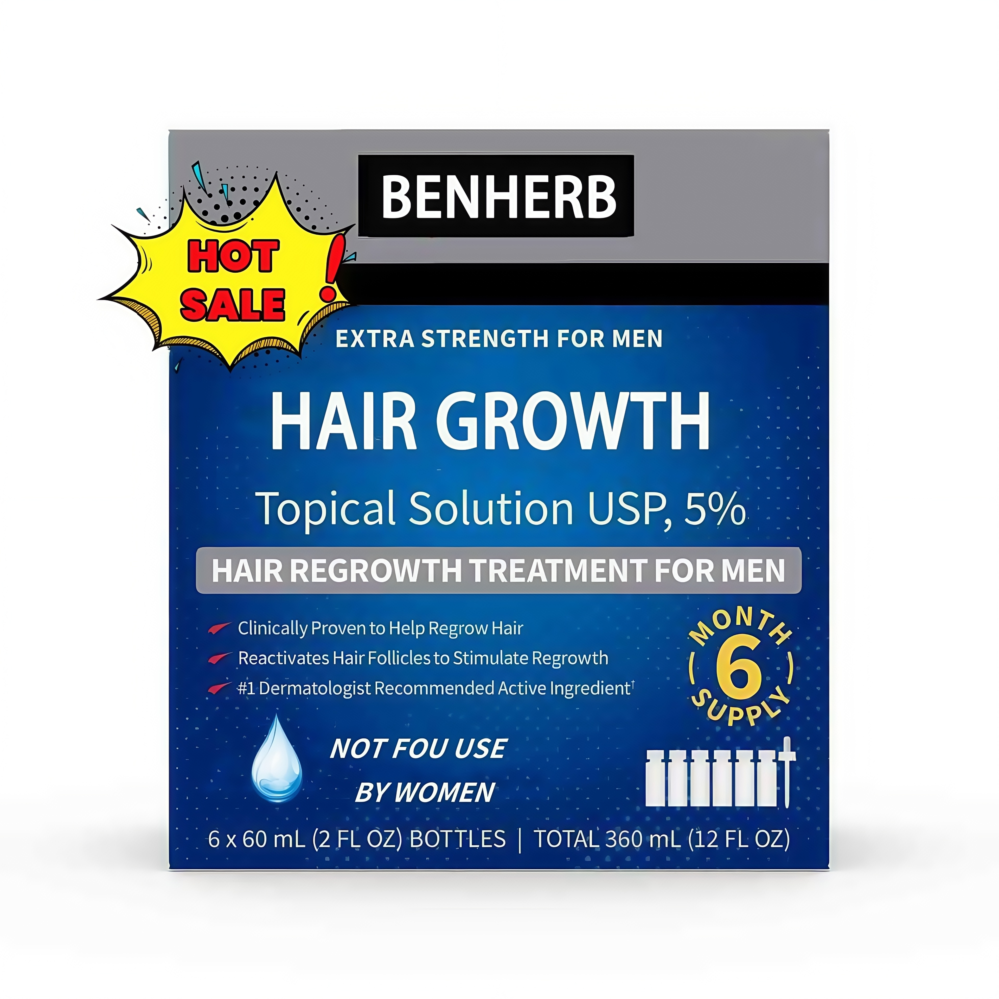 Private Label 5% Men's and Women's Hair Regeneration Essence - Clinical Strength Biotin Hair Loss Treatment - Scalp Growth Oil